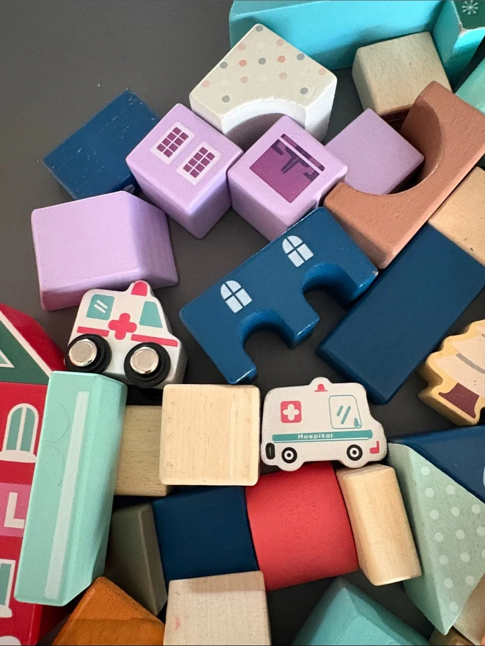Wooden Colorful Kids Toy Building Blocks Set - Multicolor